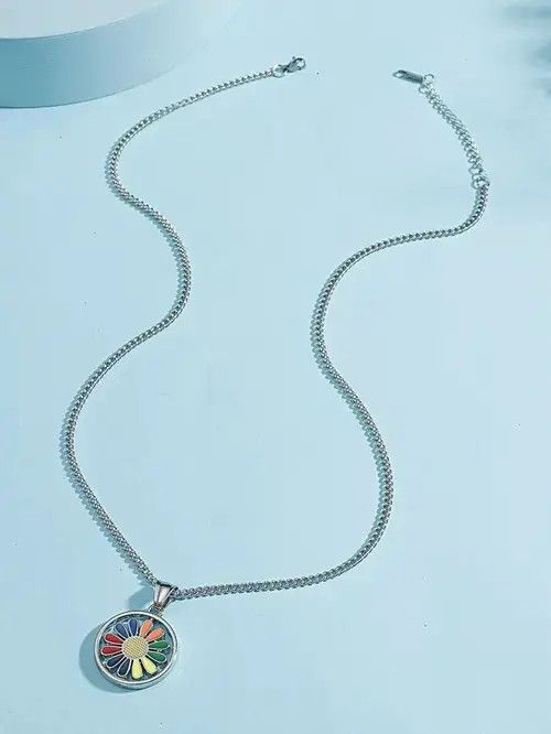 Homemade × Jewelry Retro Punk Necklace Flower Charm Chain Vintage Size ONE SIZE - 2 Thumbnail
