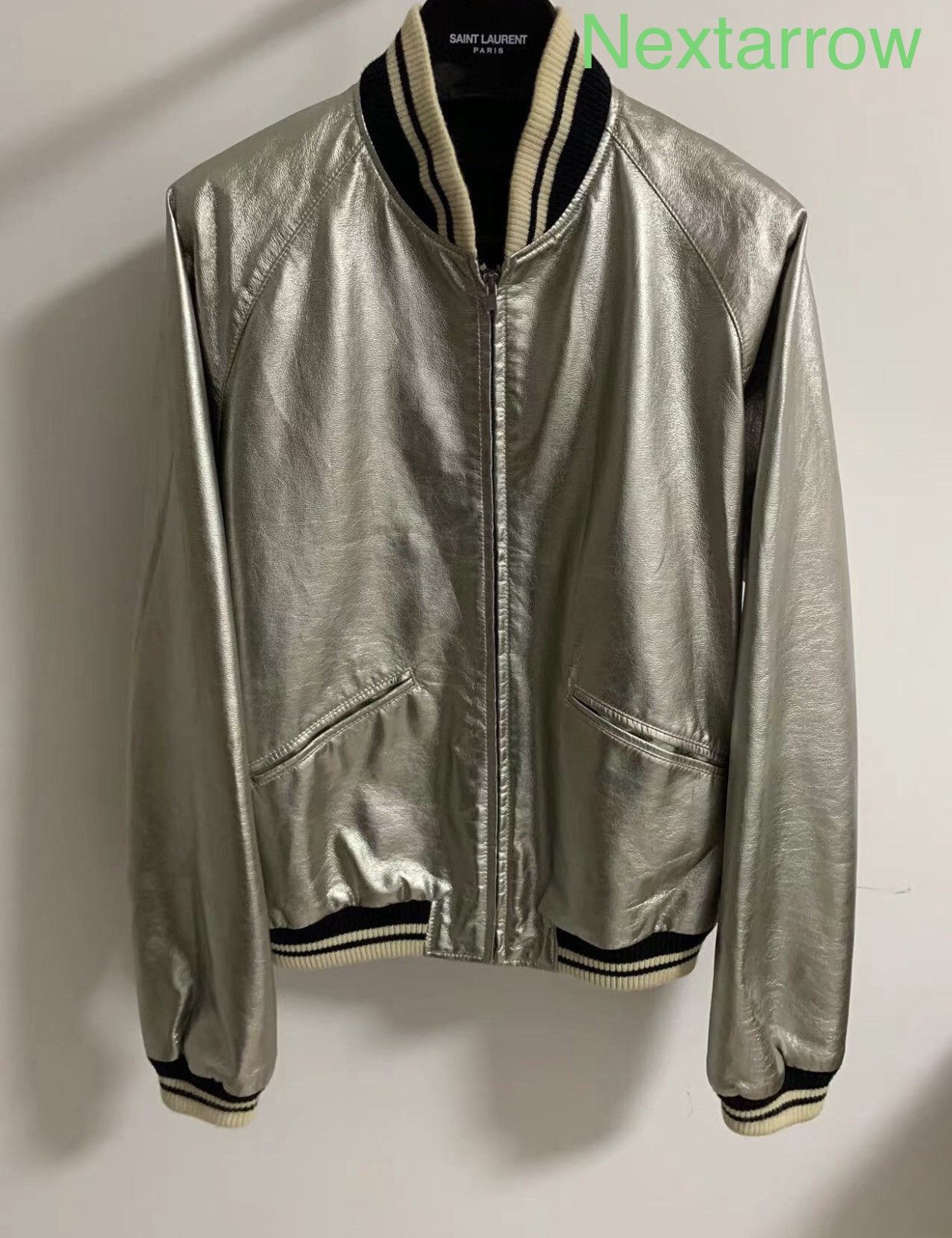 Saint Laurent Paris × Yves Saint Laurent Saint laurent 14ss silver patent  leather jacket | Grailed