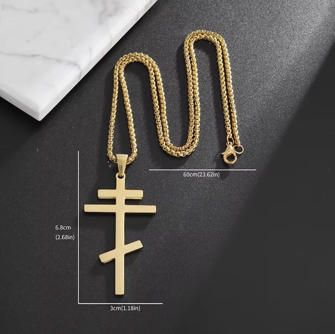 Other Gold Cross Necklace Eastern Orthodox Stainless Steel Size ONE SIZE - 6 Thumbnail