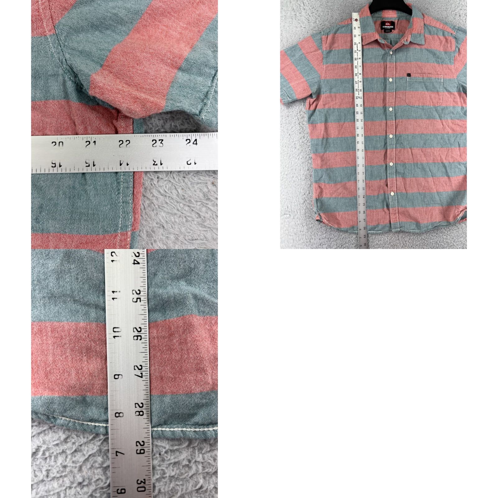 Quiksilver Quiksilver Shirt Mens XL Green Stripe Button-Up Cotton Slim Fit Size US XL / EU 56 / 4 - 9 Thumbnail