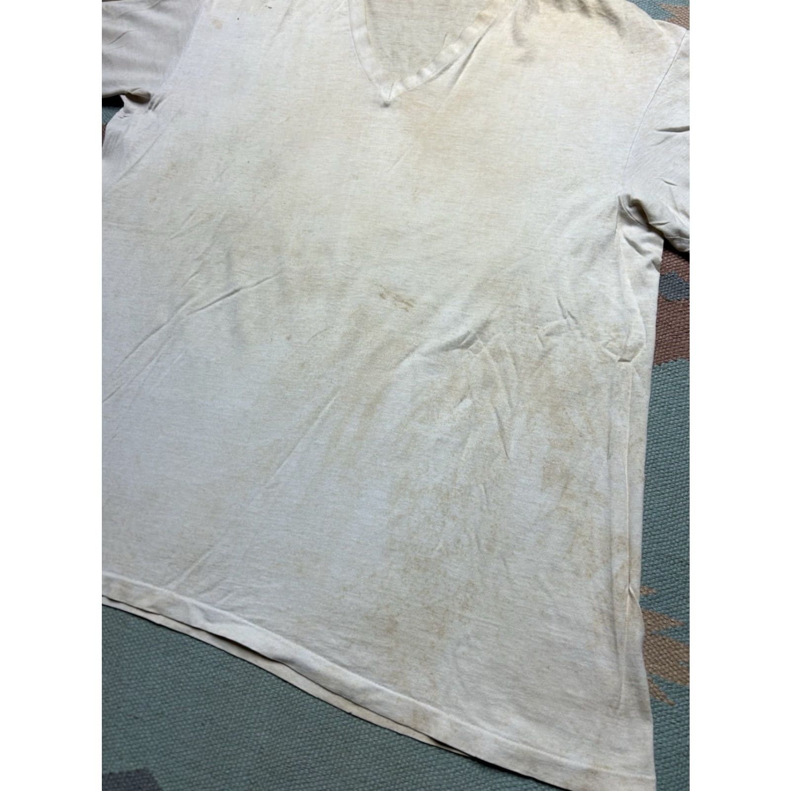 Vintage VINTAGE 80s 90s blank white T-Shirt V-Neck Cotton Adult XL Mens T-Shirt 80s Theme Size US XL / EU 56 / 4 - 3 Thumbnail