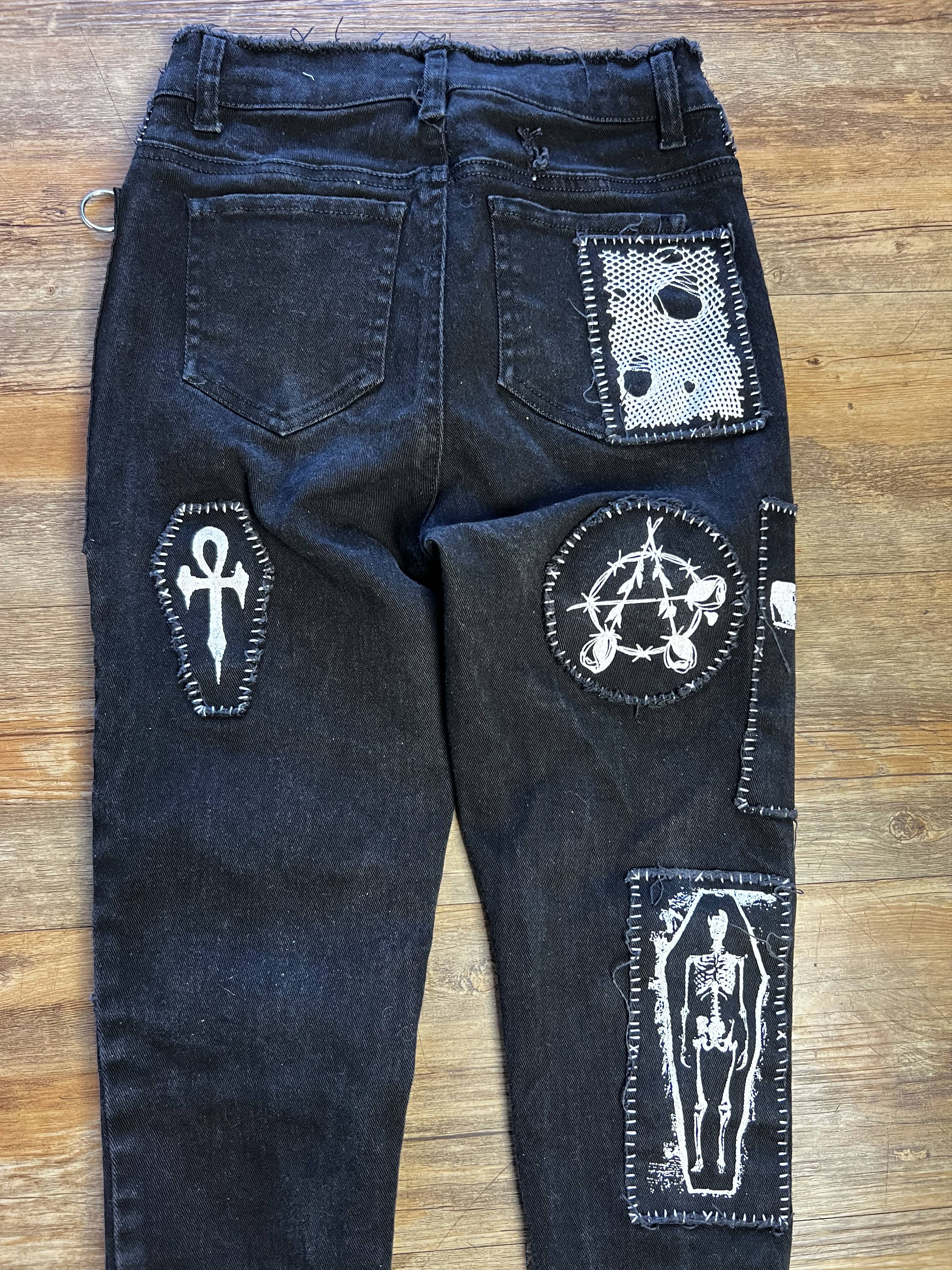 Current Mood Dolls Kill Current Mood Patchwork Lace Up Front Skinny Jeans Size 22" - 11 Thumbnail