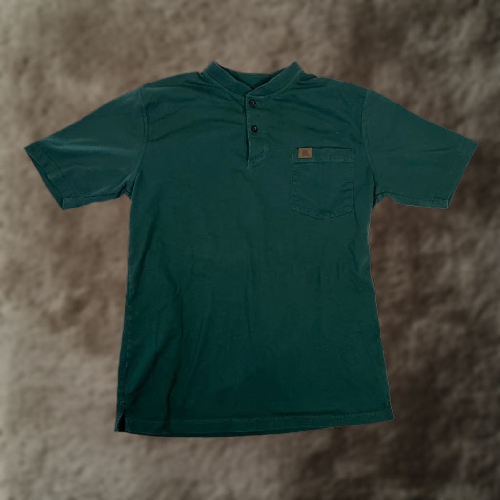 Wrangler Wrangler Workwear Henley Shirt Mens Medium Green Pocket Logo Tee Size US M / EU 48-50 / 2 - 1 Thumbnail