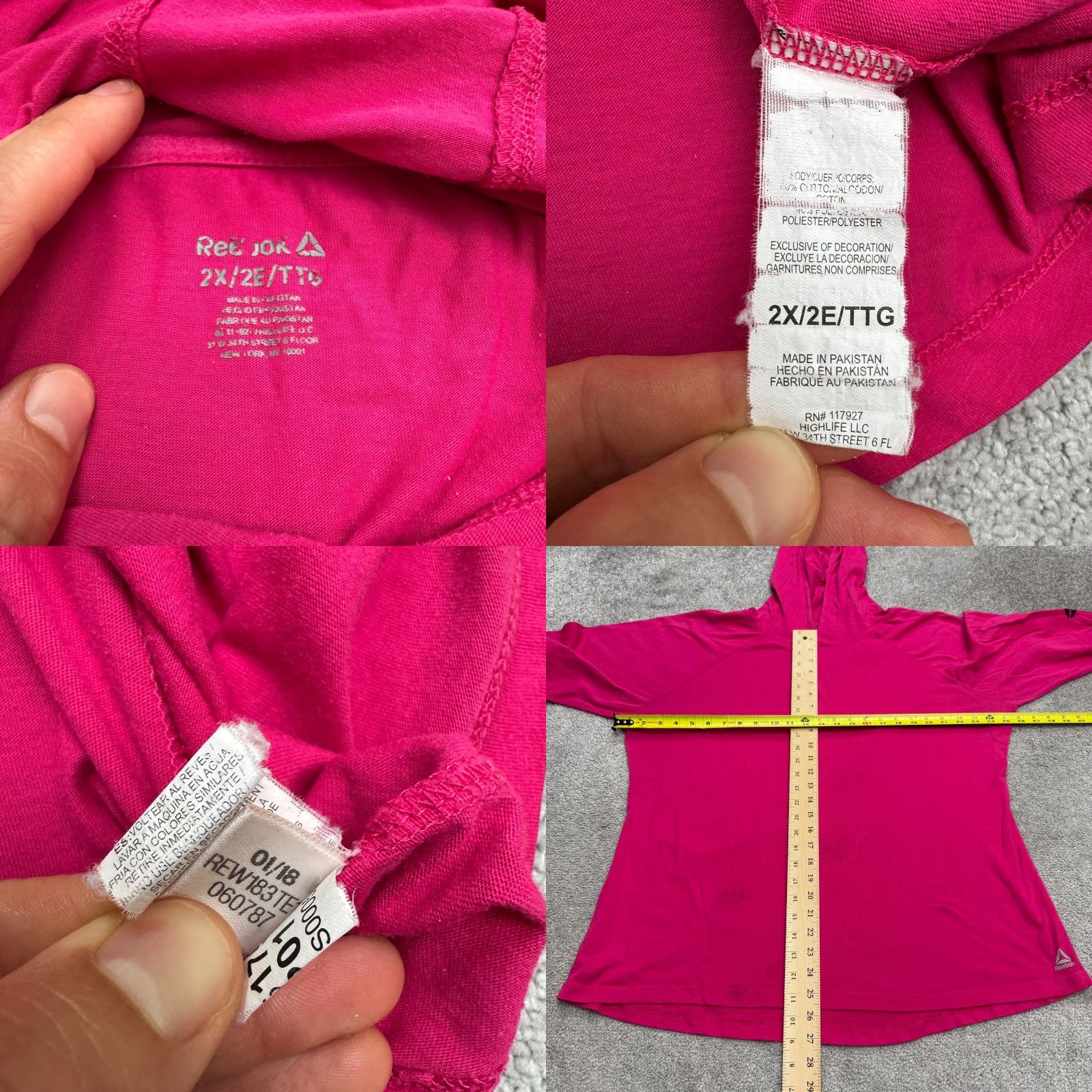 Reebok VINTAGE? No — Reebok Hoodie Lightweight Pullover Sweatshirt Womens 2X Pink Graphic Active Top Size XXL / US 16-18 / IT 52-54 - 8 Thumbnail
