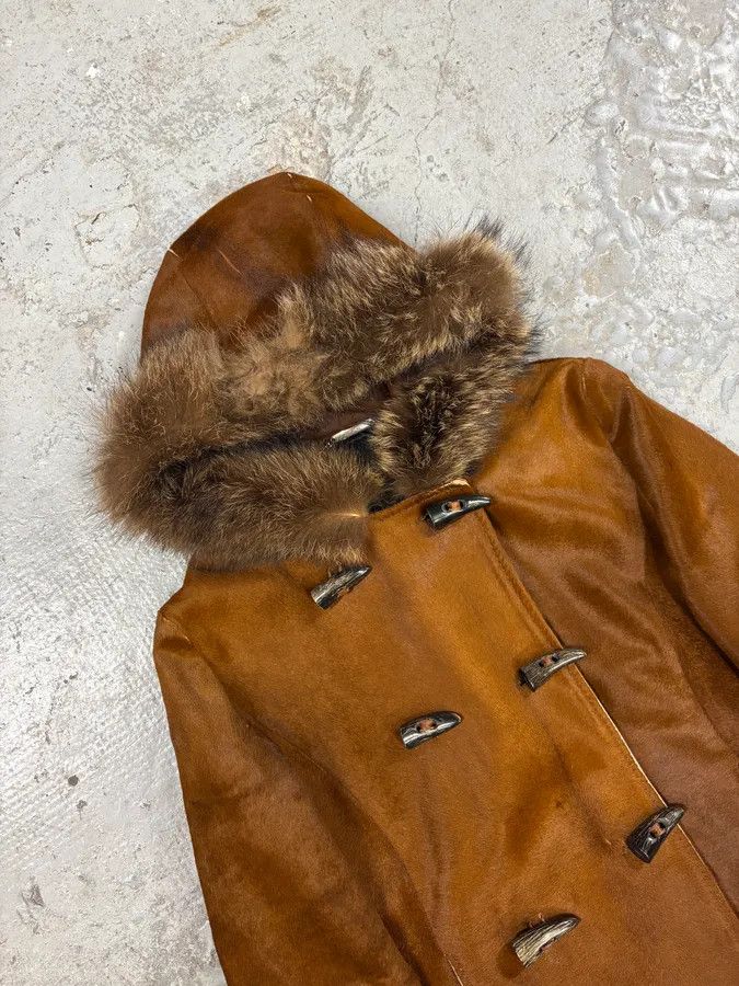 Designer × Dolce & Gabbana × Vintage FW2002 Dolce & Gabbana Pony Hair Camel Leather Duffle Coat Jacket Size M / US 6-8 / IT 42-44 - 6 Thumbnail