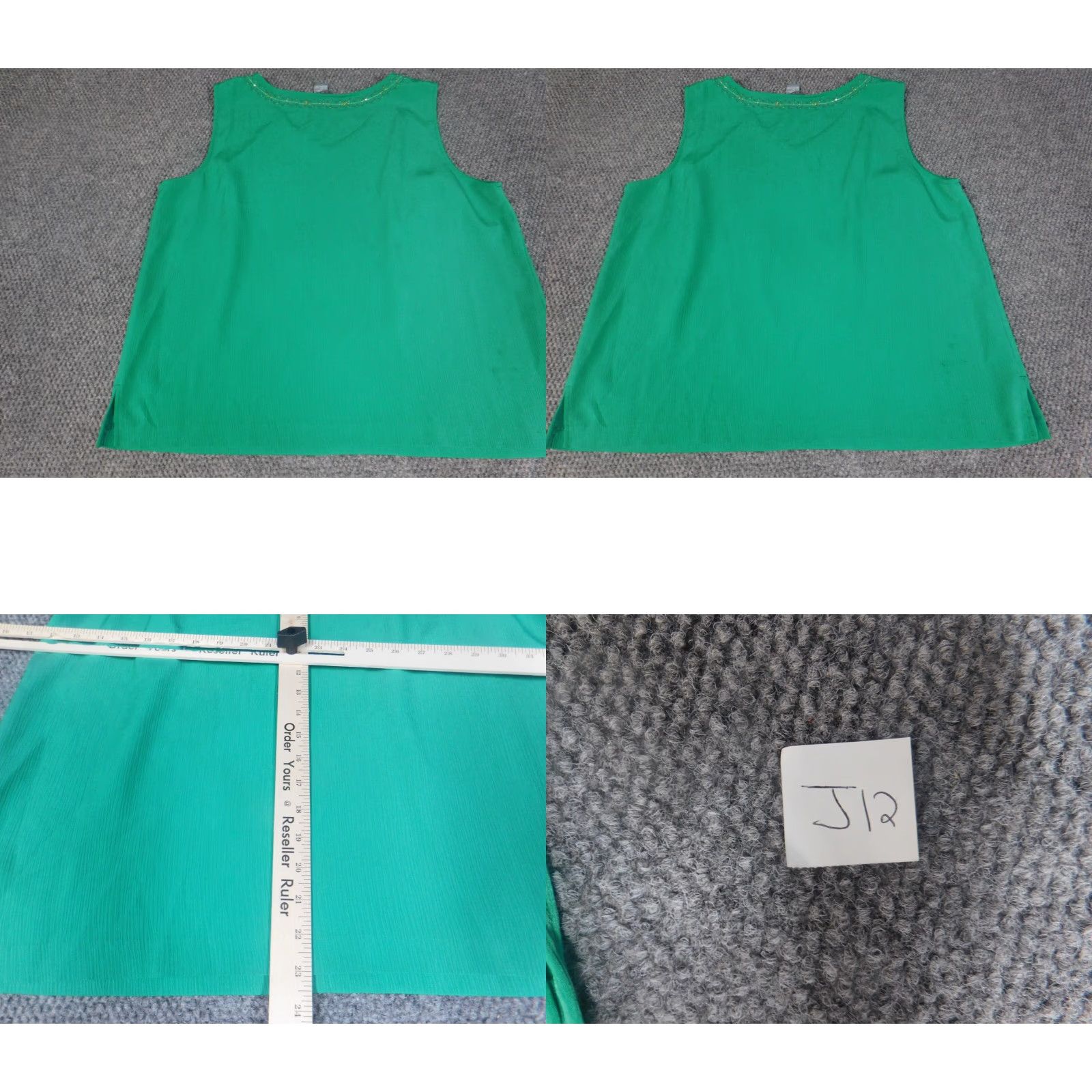 Vintage Koret Womens Tank Top XL Green Floral Knit Pullover Sleeveless Round Neck Casual Stretch Basic Size XL / US 12-14 / IT 48-50 - 8 Thumbnail