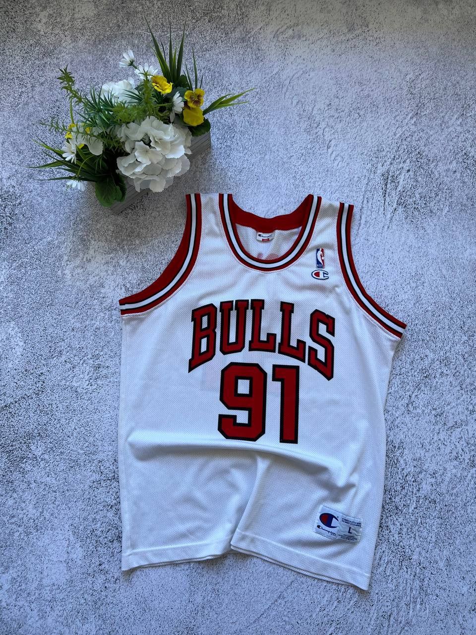 Vtg 90s CHAMPION Chicago BULLS RODMAN “91” store Home Jersey Size XL