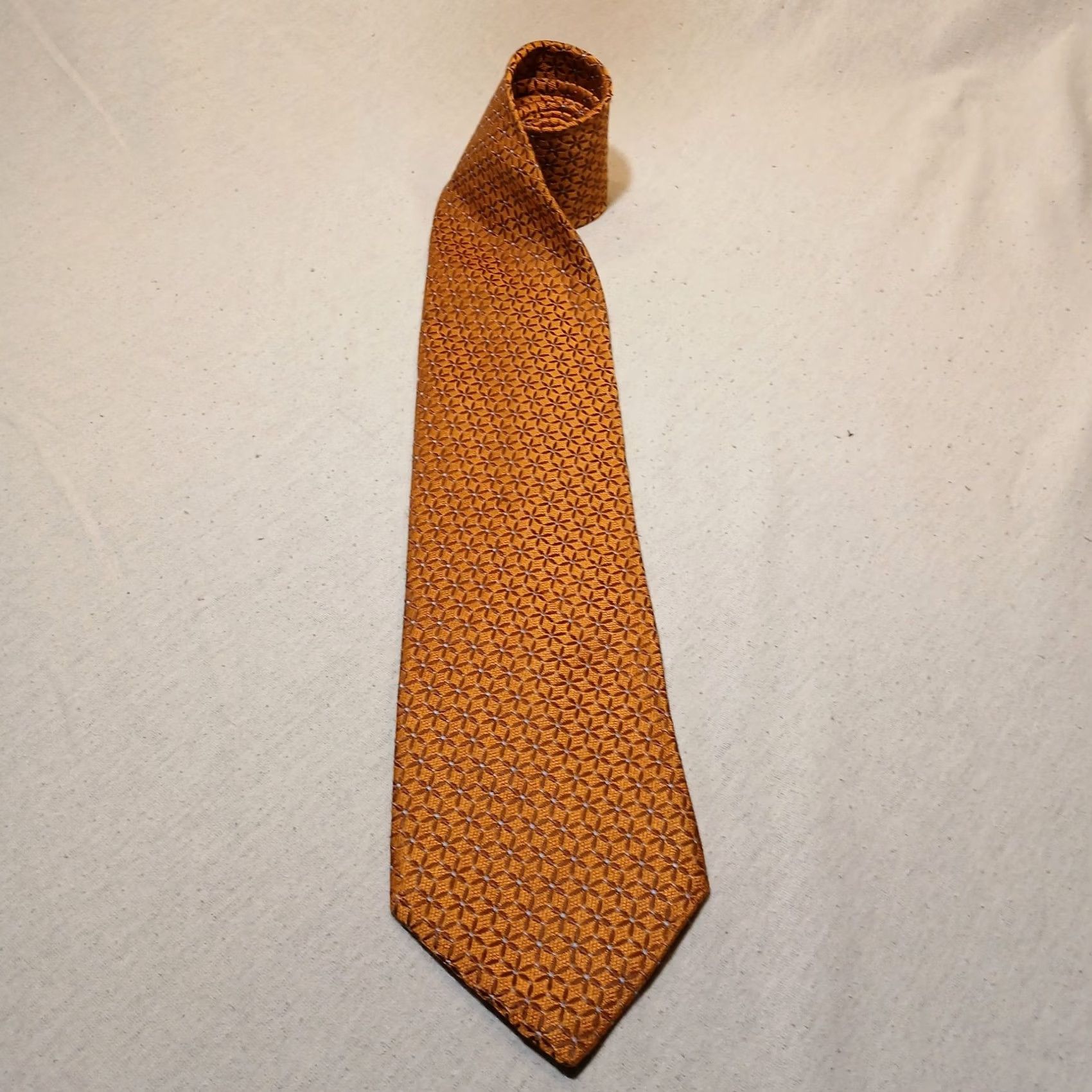 Pronto Uomo Pronto Uomo Men Silk Tie Orange Floral Pattern 57" x 3.75" Necktie Designer Flower Style Men Size ONE SIZE - 2 Thumbnail