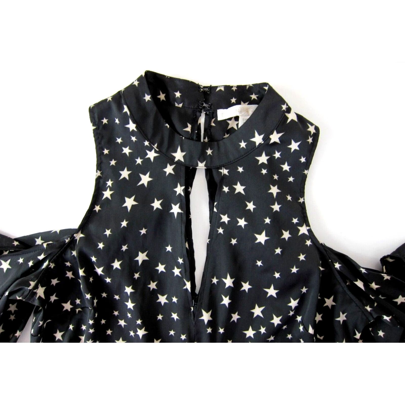 Boston Proper VINTAGE Boston Proper Black Ivory Star Open Shoulder Flare Sleeve Sheath Smock Dress 6 Size M / US 6-8 / IT 42-44 - 7 Thumbnail
