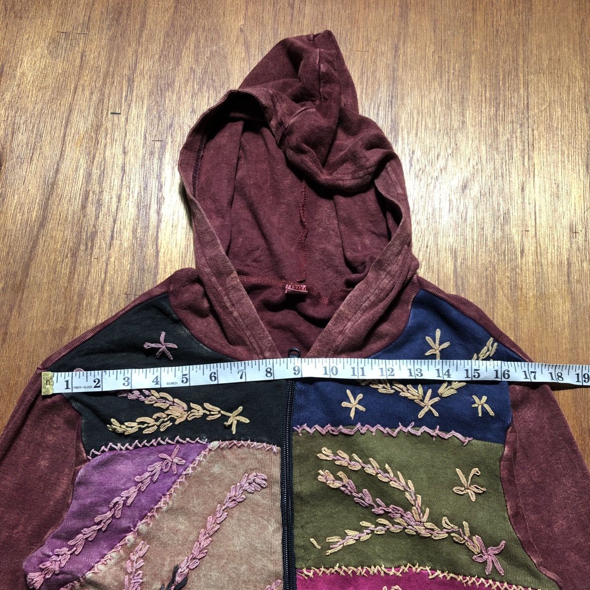 Japanese Brand × Vintage Vintage Hippie Patchwork Zipper Sweater Hoodie Size S / US 4 / IT 40 - 10 Thumbnail