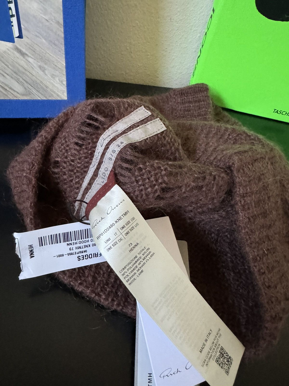 Rick Owens Rick Owens Destroyed Knit Mohair Wool Hood in Henna Size ONE SIZE - 7 Thumbnail