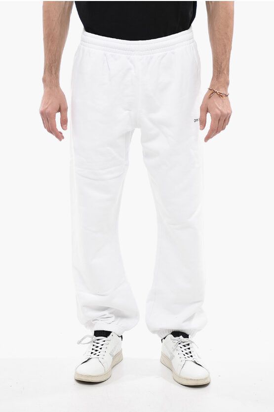 image of Off White Permanent Three Pocket Diag Helvetica Slim Sweatpants in White, Men's (Size 33)