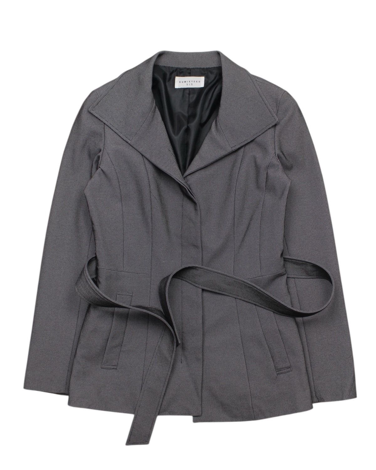 Japanese Brand 2000S KUMIKYOKU SIS TEXTURED GRAY TAILORED BELTED JACKET Size M / US 6-8 / IT 42-44 - 2 Thumbnail