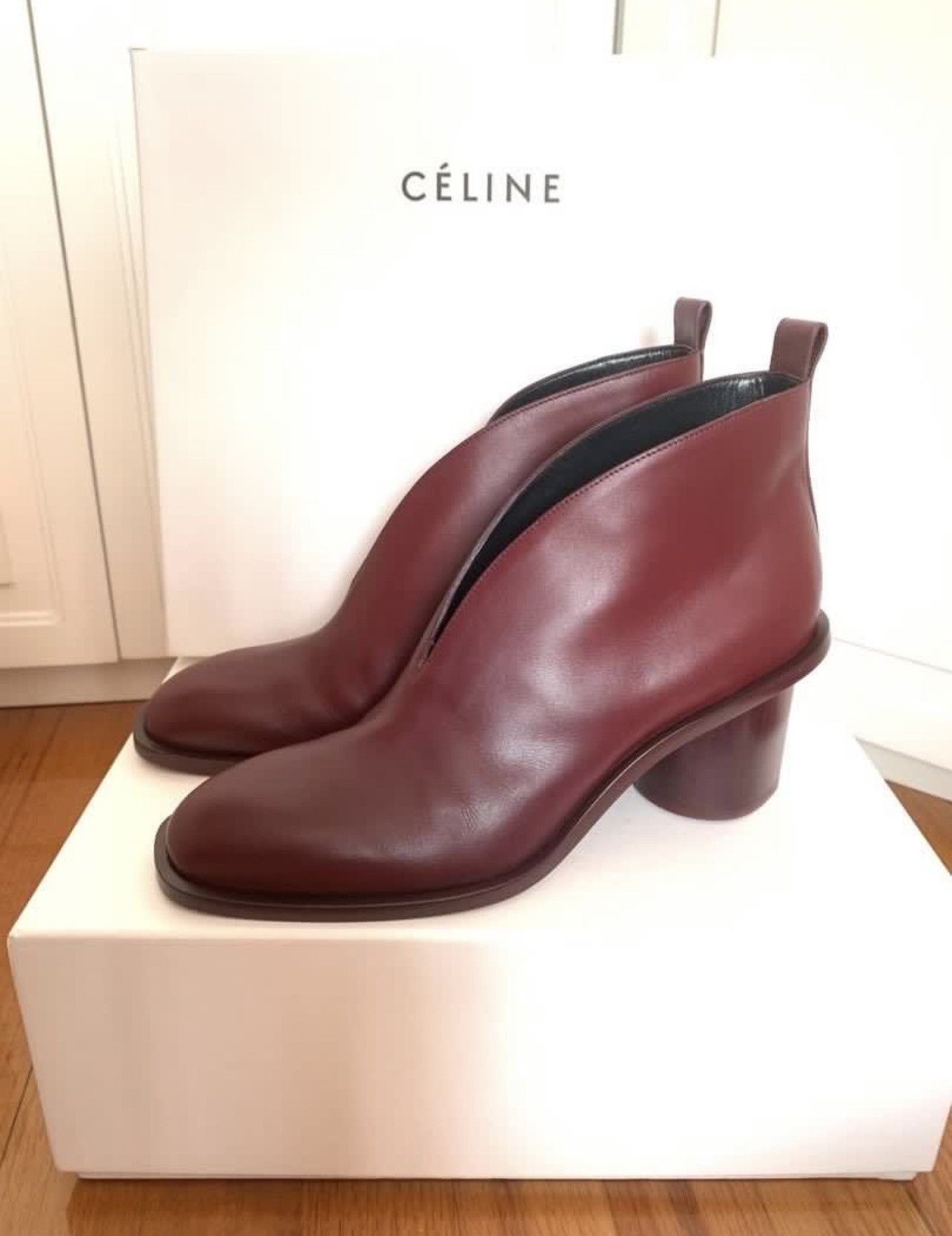 Celine × Phoebe Philo Old Celine by Phoebe Philo v neck leather boots heels Size US 9 / IT 39 - 2 Thumbnail
