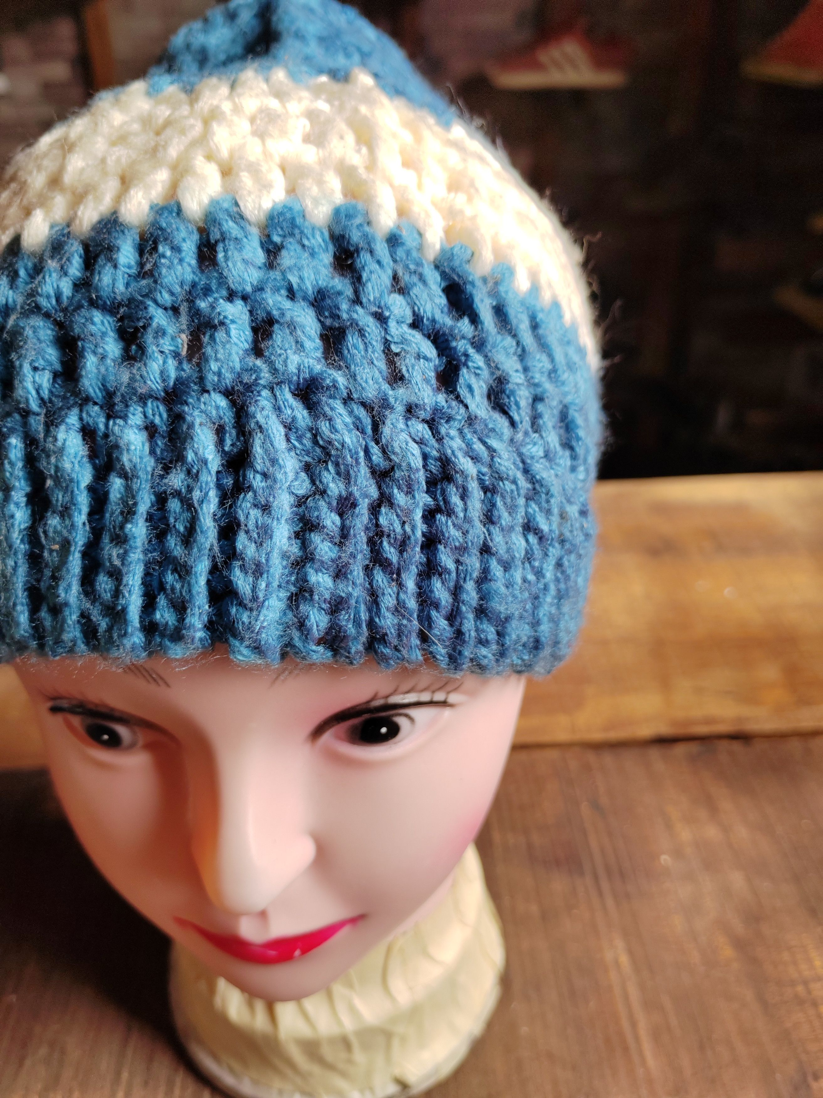 Japanese Brand Vintage Japanese Style Crochet knitted Handmade Big Beanie Size ONE SIZE - 3 Thumbnail