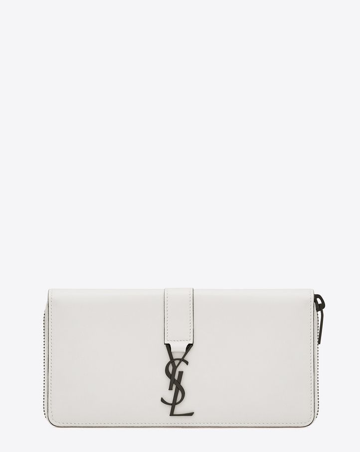 Saint Laurent Paris Saint Laurent YSL Monogram Leather Line Zip Around Wallet Size ONE SIZE - 1 Thumbnail