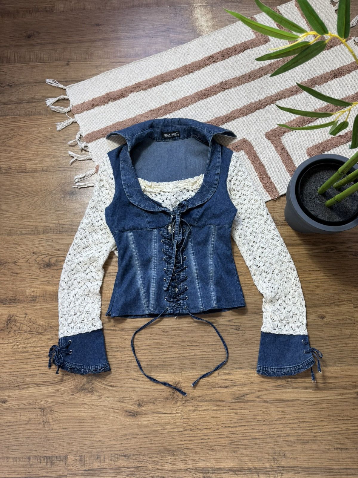 Vintage VINTAGE DENIM KNITTED BLOUSE LONGSLEEVE Size M / US 6-8 / IT 42-44 - 1 Thumbnail
