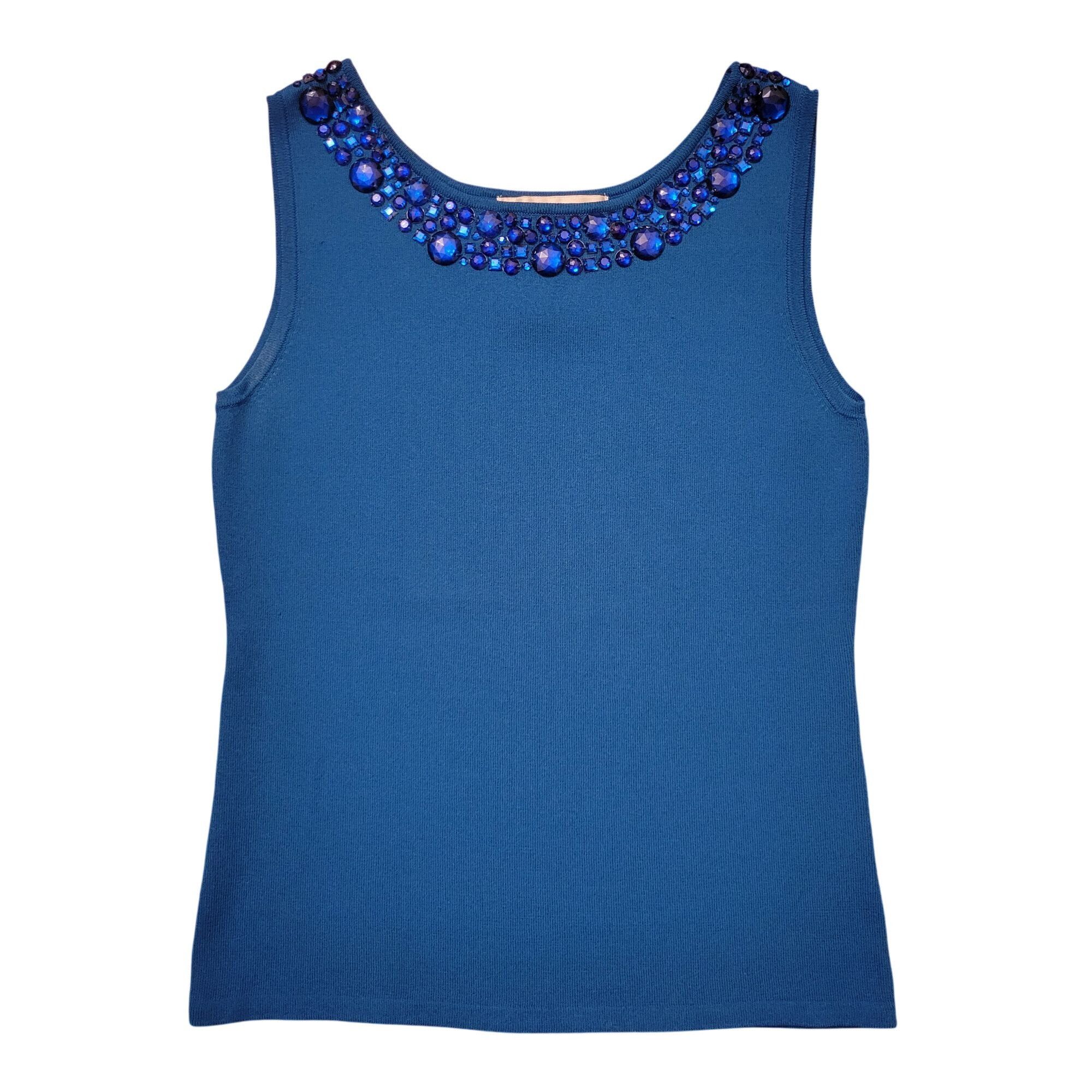 Other Joseph A Blue Sleeveless Beaded Scoop Neck Tank Top M Knit S Size M / US 6-8 / IT 42-44 - 2 Thumbnail