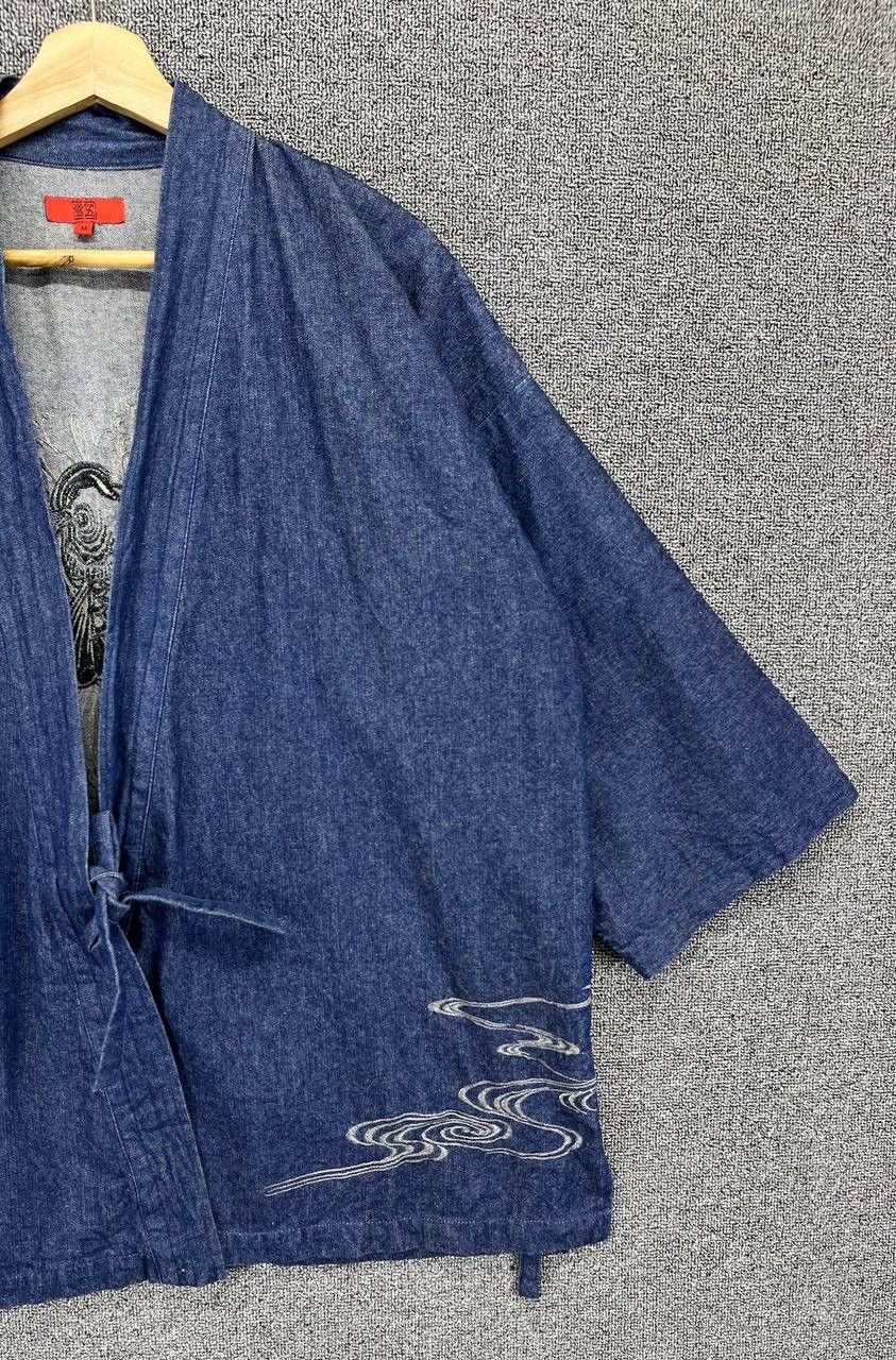 Japanese Brand Vintage Japanese Koi Fish Embroidered Denim Kimono Jacket Size US L / EU 52-54 / 3 - 5 Thumbnail
