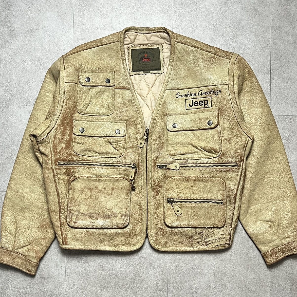 Jeep Vintage Multpocket Jeep Sheepskin Leather Jacket Size US L / EU 52-54 / 3 - 1 Thumbnail