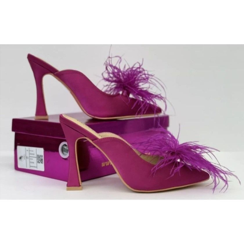 Other KAYLEEN / Cailin-20 / Pink Satin / Mule Heels / With Feather Size US 9 / IT 39 - 6 Thumbnail
