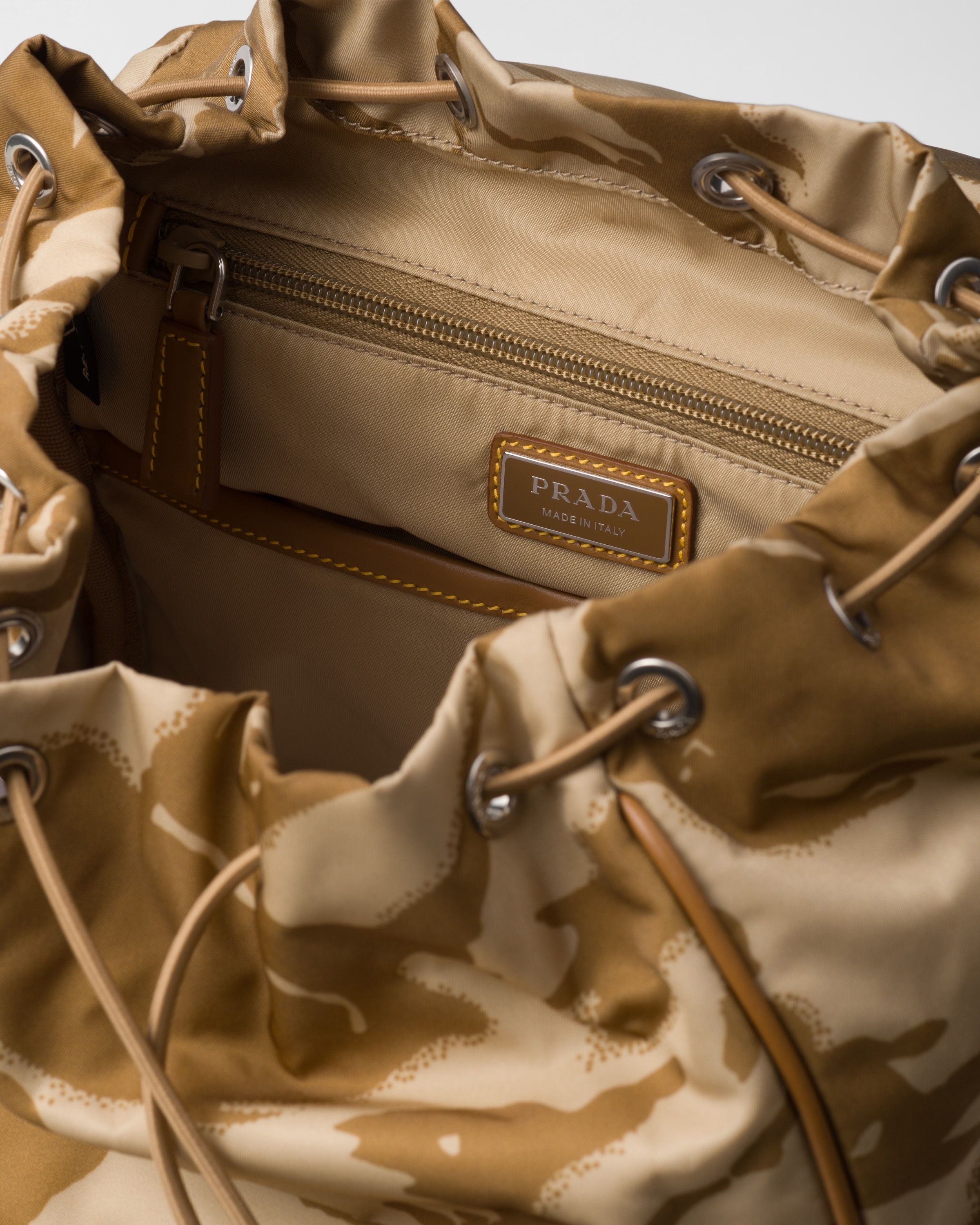 Prada oc11z0625 Size: OS / Printed Re-Nylon Backpack Brown/Beige Size ONE SIZE - 4 Thumbnail