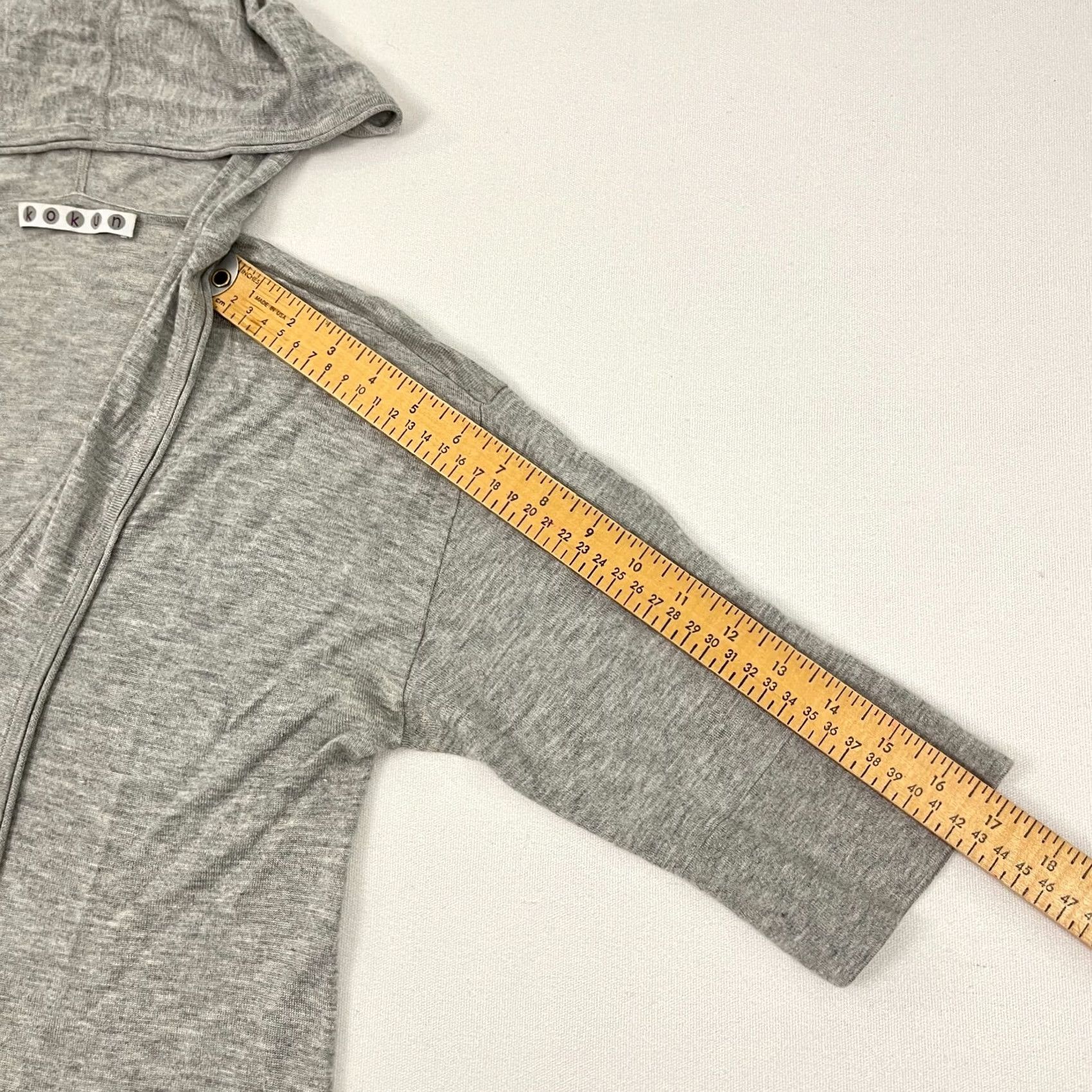 Vintage Kokun Sweater Womens M Gray Cashmere Bamboo Hooded V-Neck Pullover 3/4 Sleeve Size M / US 6-8 / IT 42-44 - 6 Thumbnail
