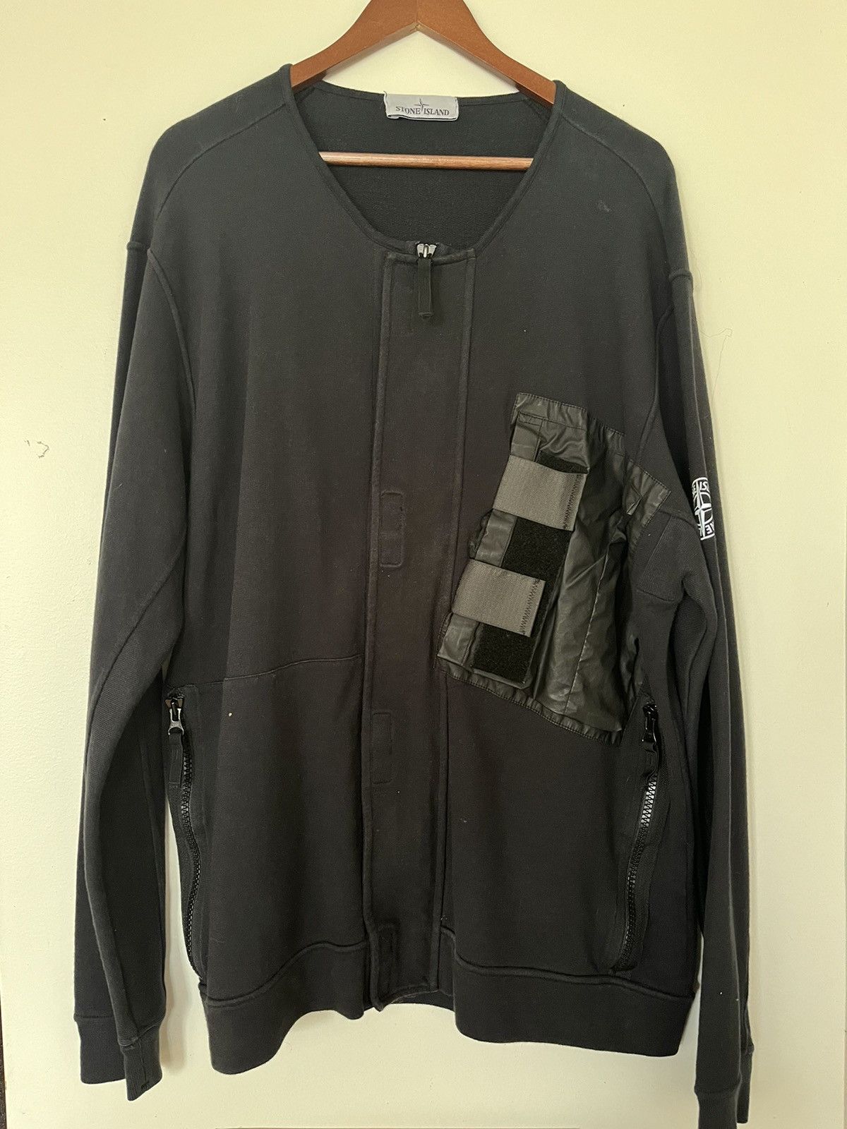 image of Stone Island Tactical Sweatshirt Cardigan in Black, Men's (Size 2XL)