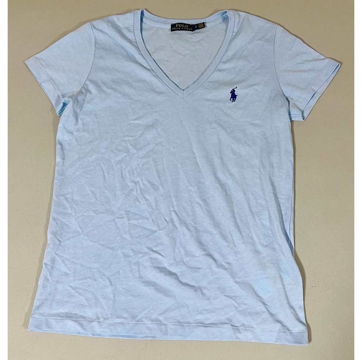 Polo Ralph Lauren Polo Ralph Lauren Blue Logo V-Neck Tee T-Shirt Top Size S 🩵 Size S / US 4 / IT 40 - 3 Thumbnail