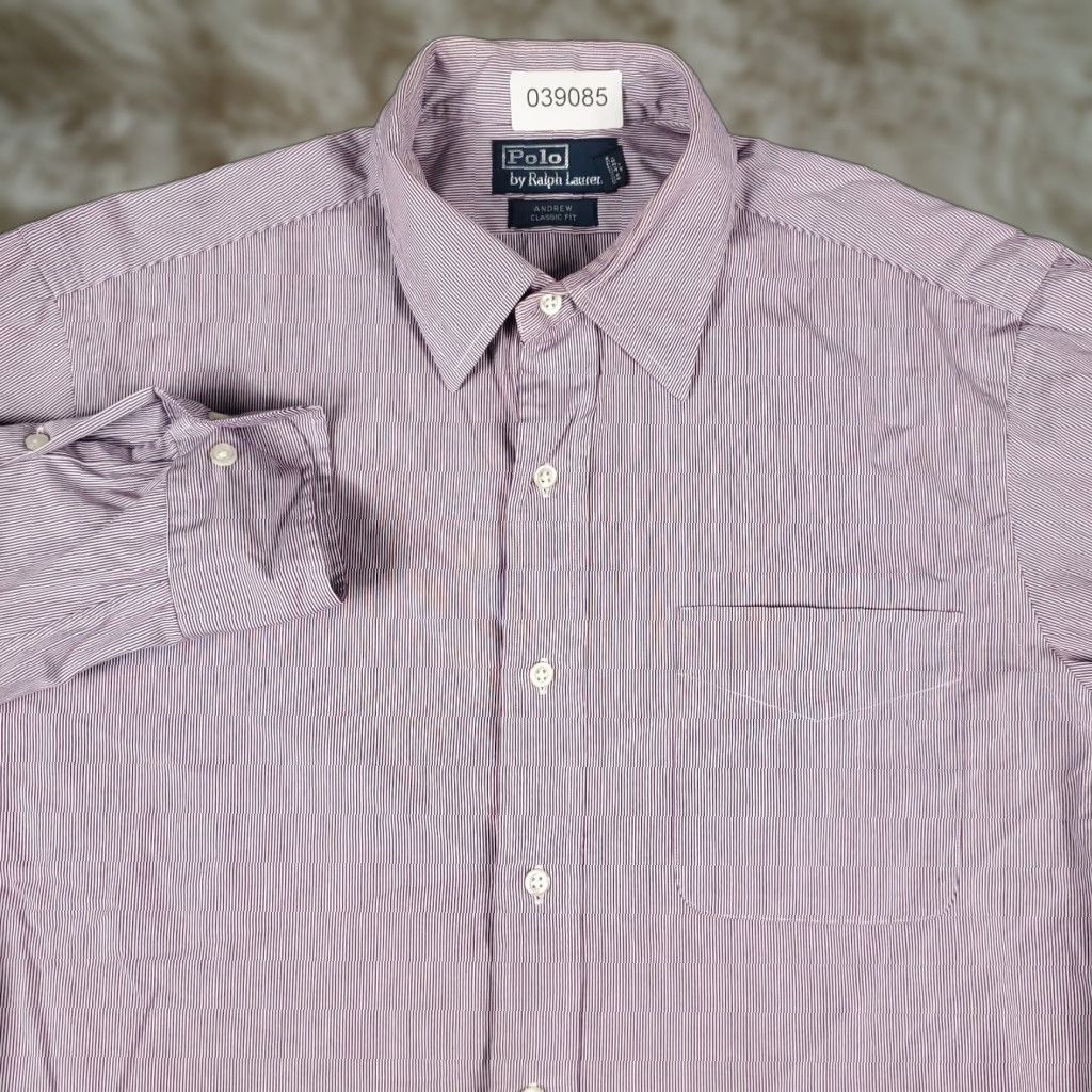 Ralph Lauren Ralph Lauren Shirt Mens 15.5 Purple Striped Dress Button Up Long Sleeve Size 40R - 1 Thumbnail