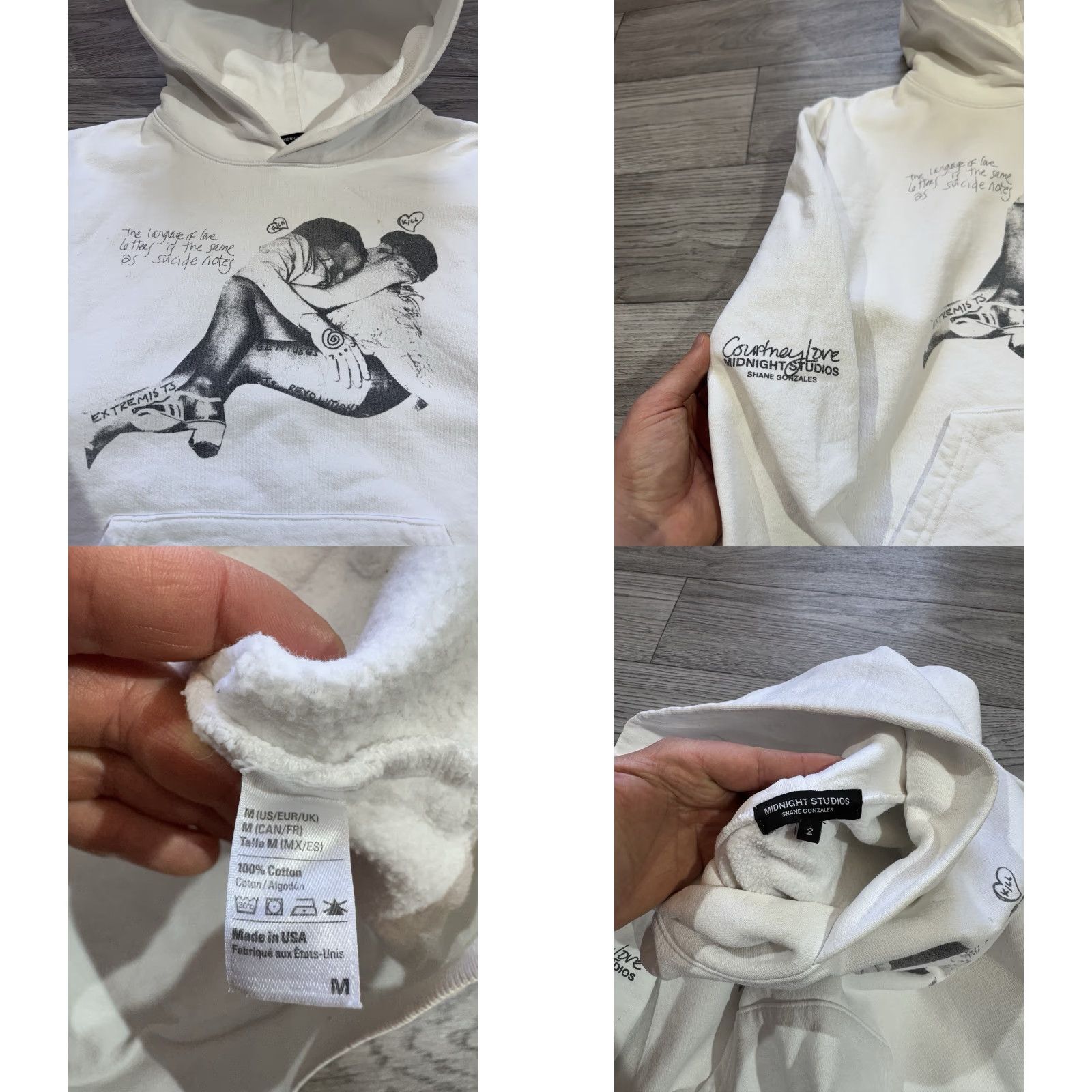 Midnight Studios Midnight Studios x Courtney Love SHANE GONZALES White Hoodie M (Size 2) Mens Pullover Modern Streetwear White Hoodie Size US M / EU 48-50 / 2 - 9 Thumbnail