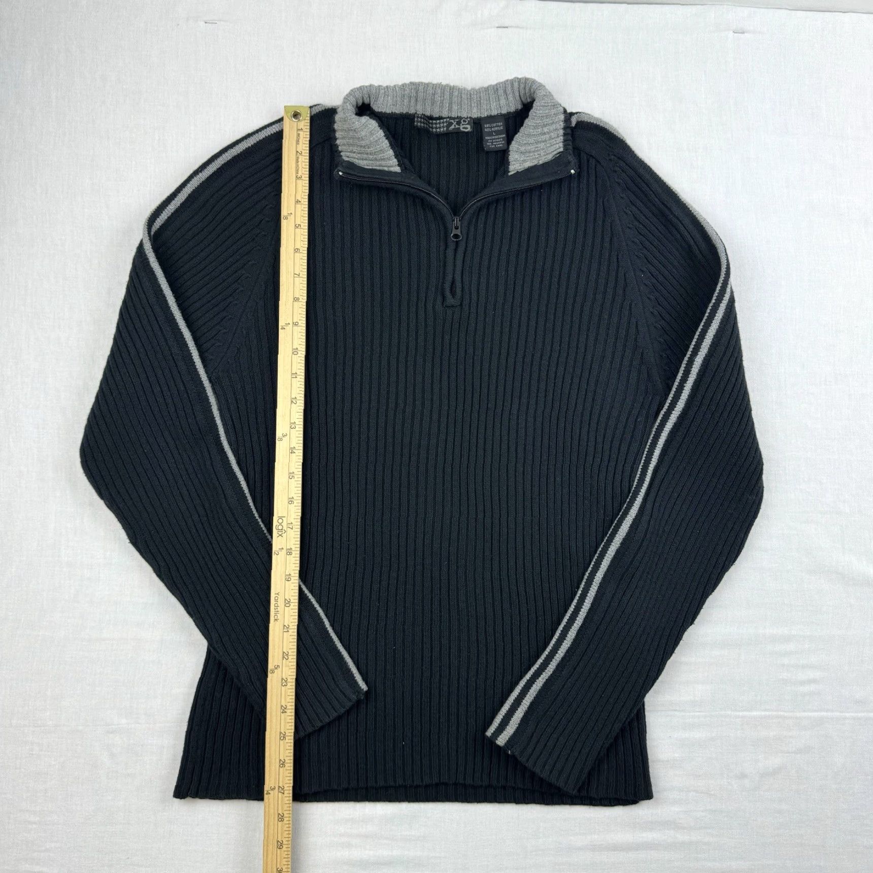 Vintage VINTAGE Y2K Extreme Gear Sweatshirt Adult Large Black Striped Quarter Zip Punk Thermal Size US L / EU 52-54 / 3 - 4 Thumbnail