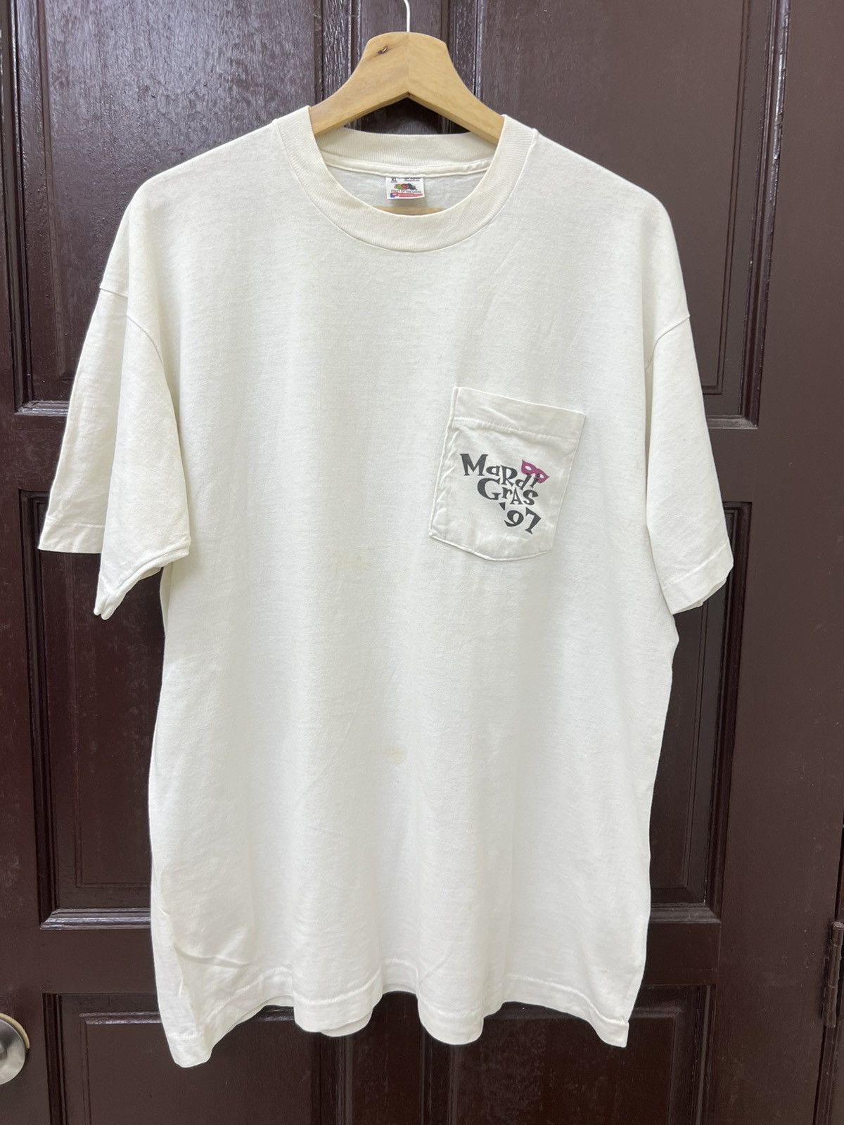 Fruit Of The Loom Vintage 90s Thrashed Faded Mardi Grass Kool Box Cigarettes Size US XL / EU 56 / 4 - 6 Thumbnail