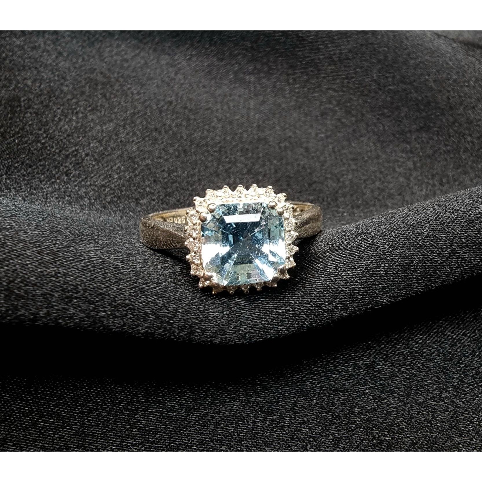 Vintage Vintage Sky Blue Topaz Tested 925 Sterling Silver Ring Size Size ONE SIZE - 3 Thumbnail