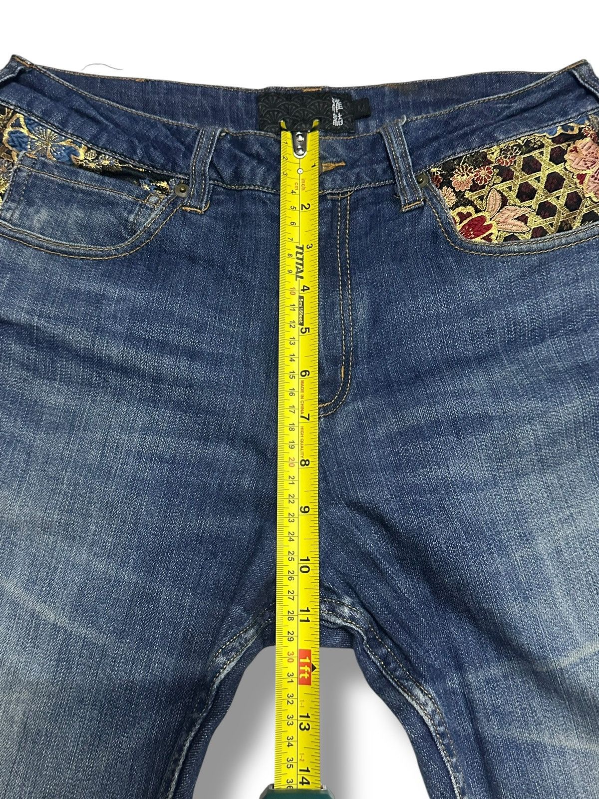 Japanese Brand Japan Straight Jeans With Neat Flower Stich and Faded Wash Size US 31 - 16 Thumbnail