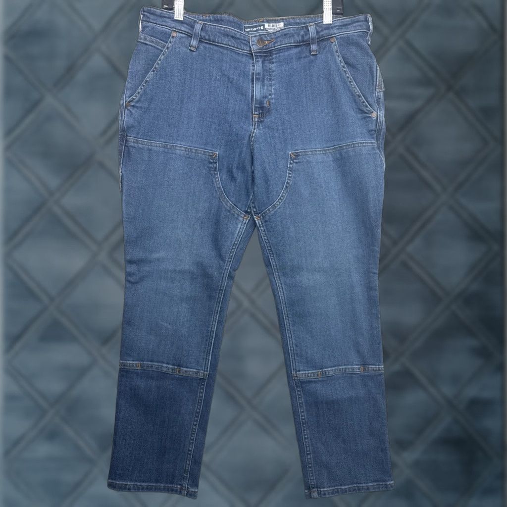 Carhartt Carhartt Jeans BD5110-W 16 Short Relaxed Fit 29x29.75 Blue Denim NWT Logo 5-Pocket Straight Cotton Blend Rugged Flex Women NWT Size 38" / US 16 / IT 52 - 1 Thumbnail