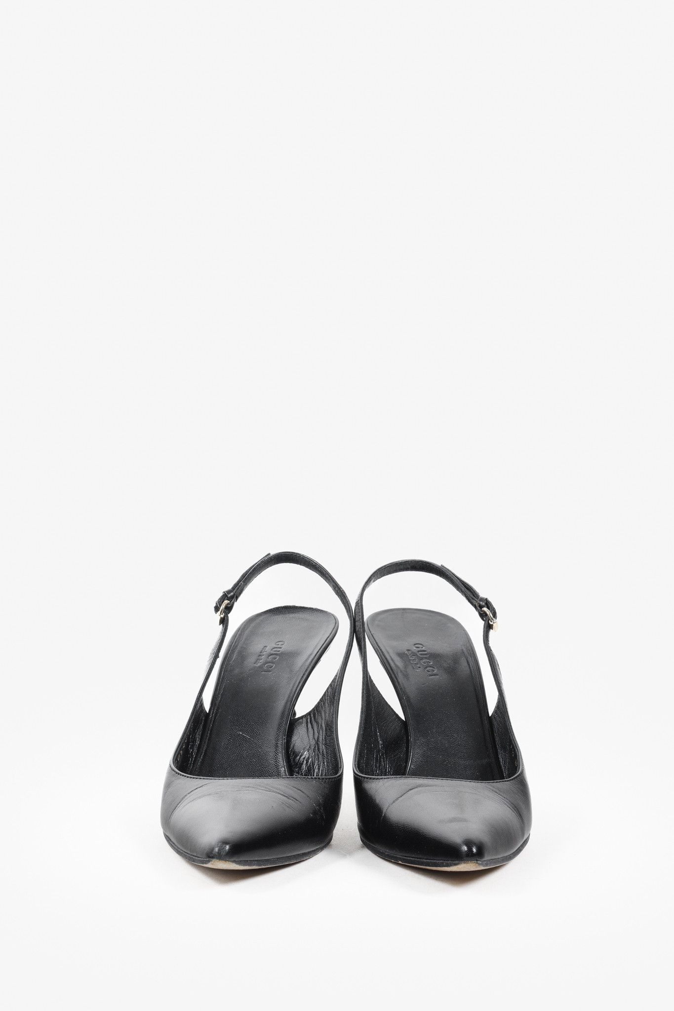 Gucci Gucci Black Leather Bamboo Accent Slingback Heels Size US 7.5 / IT 37.5 - 2 Thumbnail