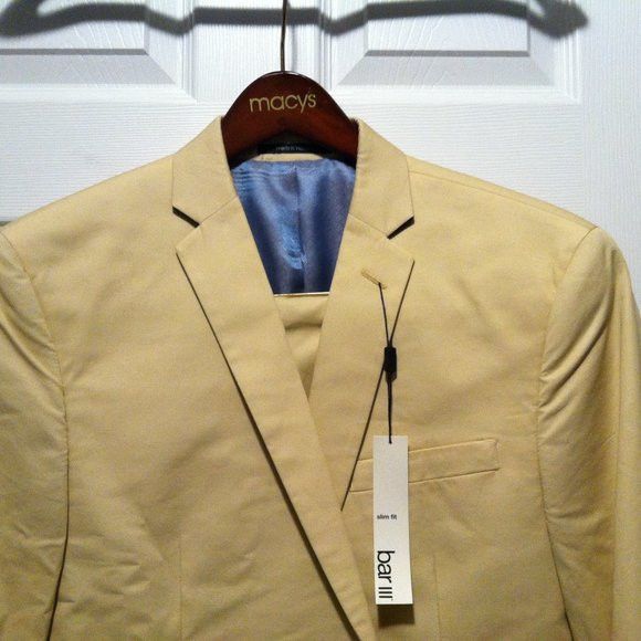 Bar III $600.00 BAR III MEN'S NEW 100%COTTON 2PC SUIT SIZE: 42S Size 42S - 3 Thumbnail