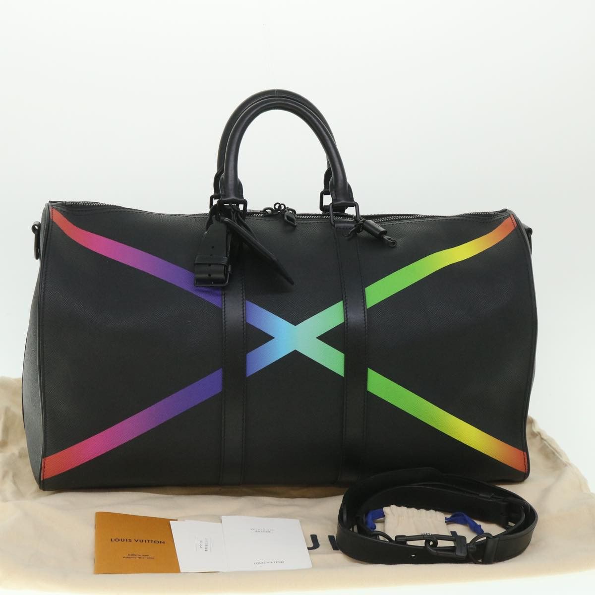 Louis Vuitton LOUIS VUITTON Taiga Rainbow Keepall Bandouliere 50 Boston Size ONE SIZE - 12 Thumbnail