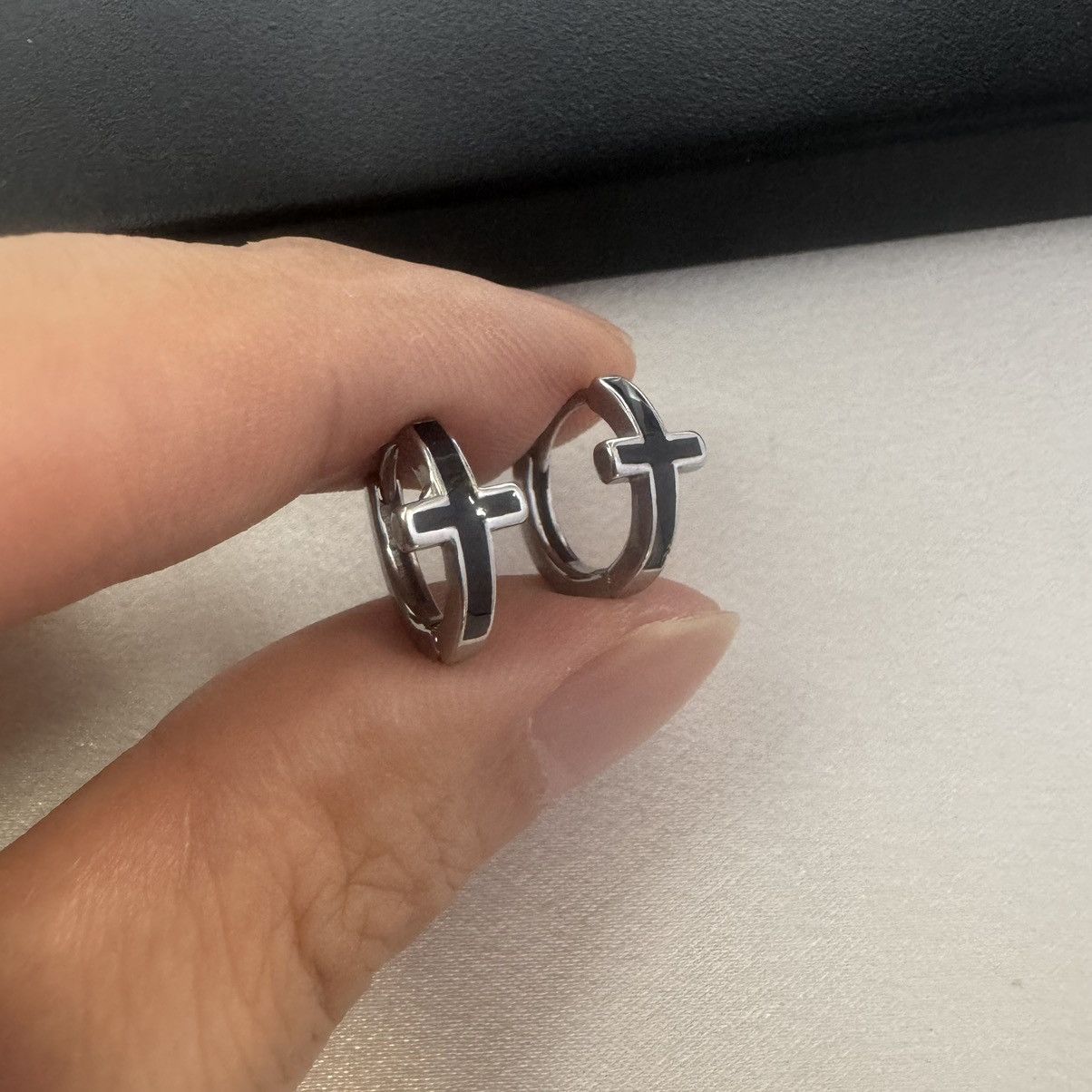 Other Cross Hoop Earrings for Men Women Punk Hip Hop Unisex Style Size ONE SIZE - 5 Thumbnail