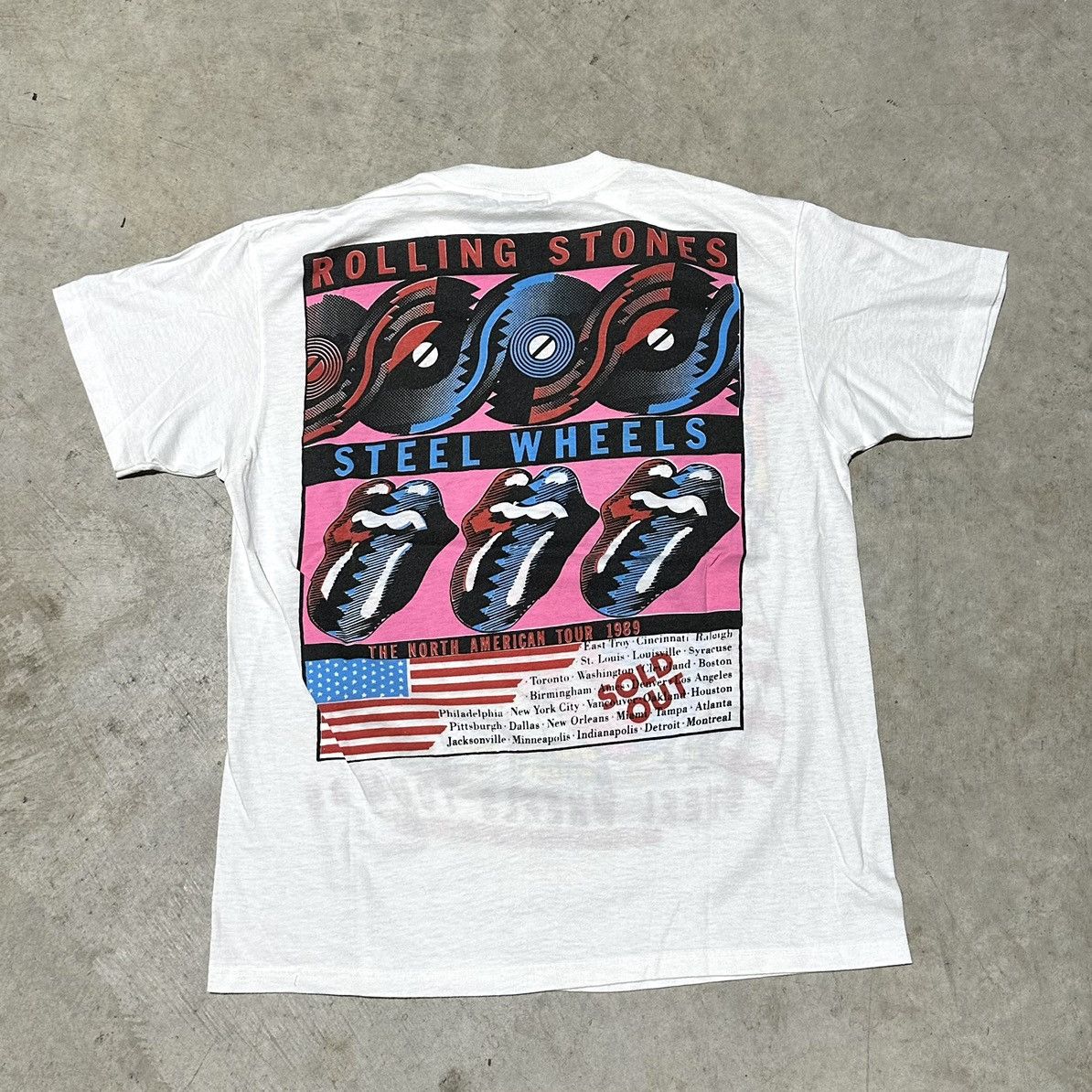 Vintage Rolling Stones 1989 Steel wheels Tee size Medium In Men Size US M / EU 48-50 / 2 - 2 Thumbnail