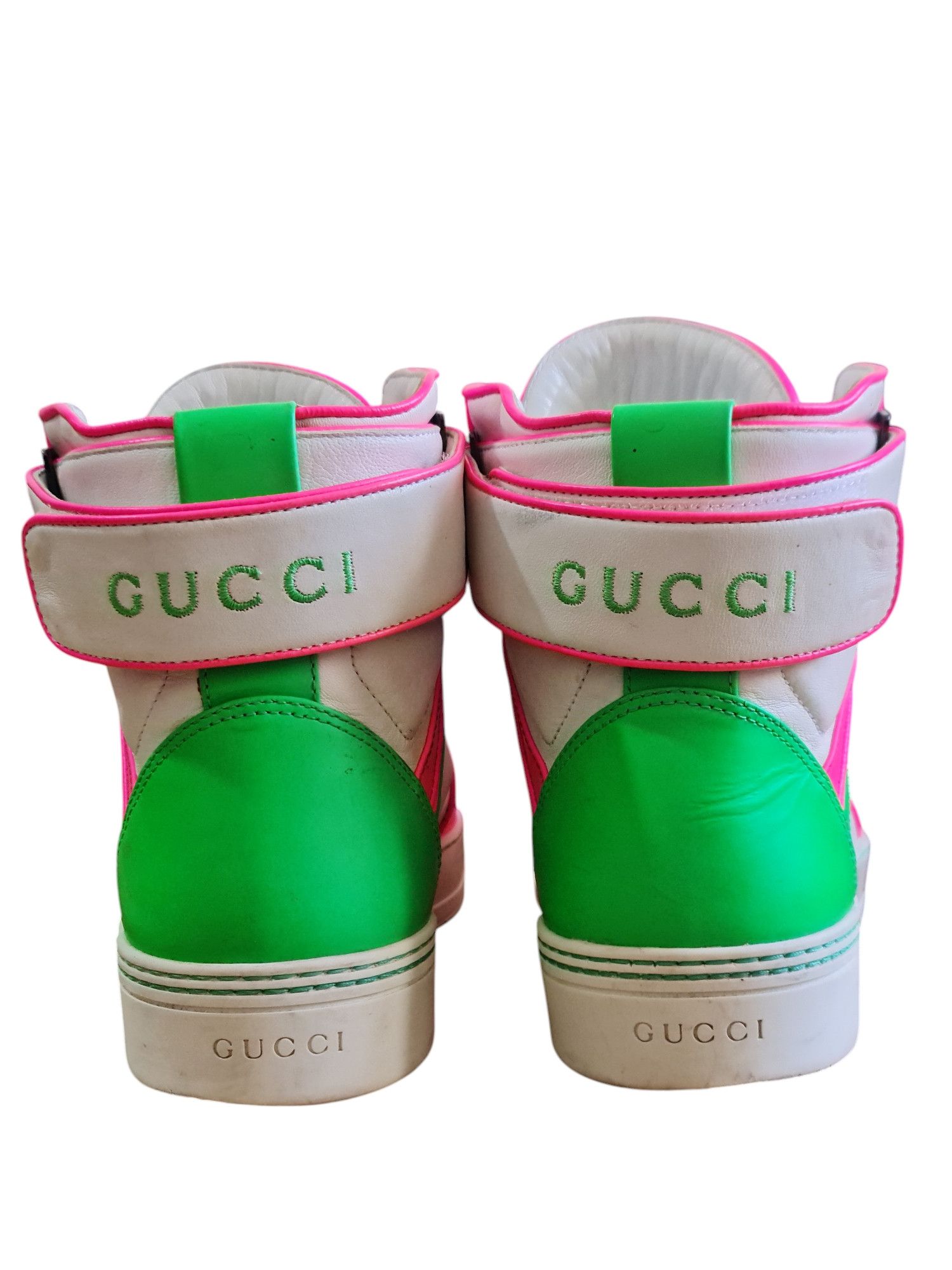 Gucci Gucci High-Top Leather Neon Sneakers Size 9G (US 10) Size US 10 / EU 43 - 7 Thumbnail