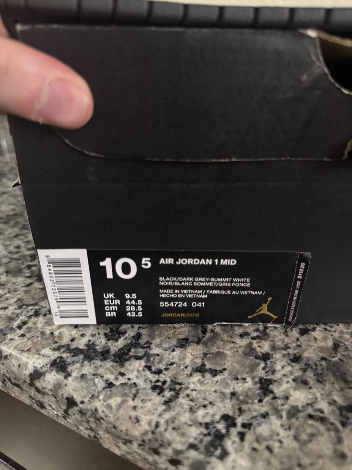 Jordan Brand × Nike Jordan 1 Mid Dark Grey 2018 554724-041 Size 10.5 OG RARE Size US 10.5 / EU 43-44 - 15 Thumbnail