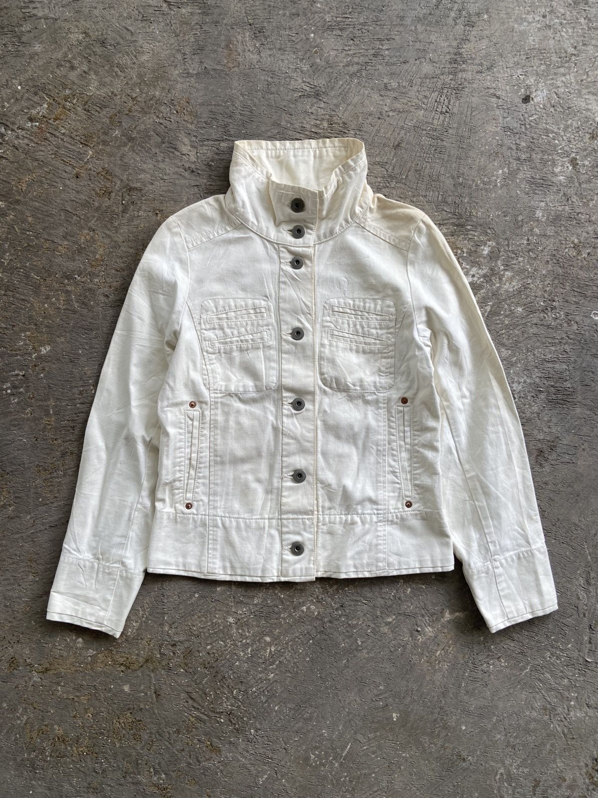 Blue Blue Japan 1990s Blue Blue Japan - Mud Wash Broken White Trucker Jacket Size M / US 6-8 / IT 42-44 - 1 Thumbnail