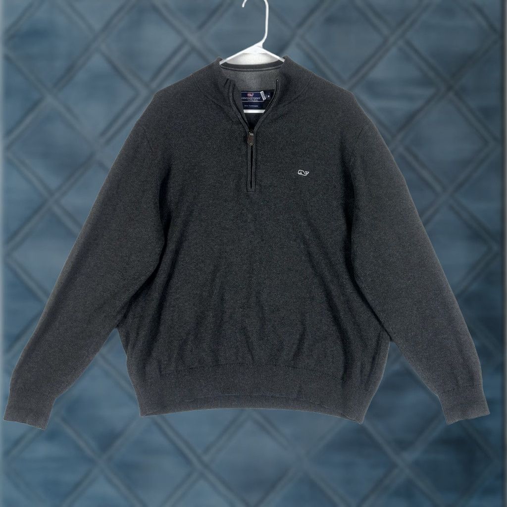 Vineyard Vines Vineyard Vines Cashmere Blend Sweater Mens M Gray 1/4 Zip Golf Casual Work Size US M / EU 48-50 / 2 - 1 Thumbnail