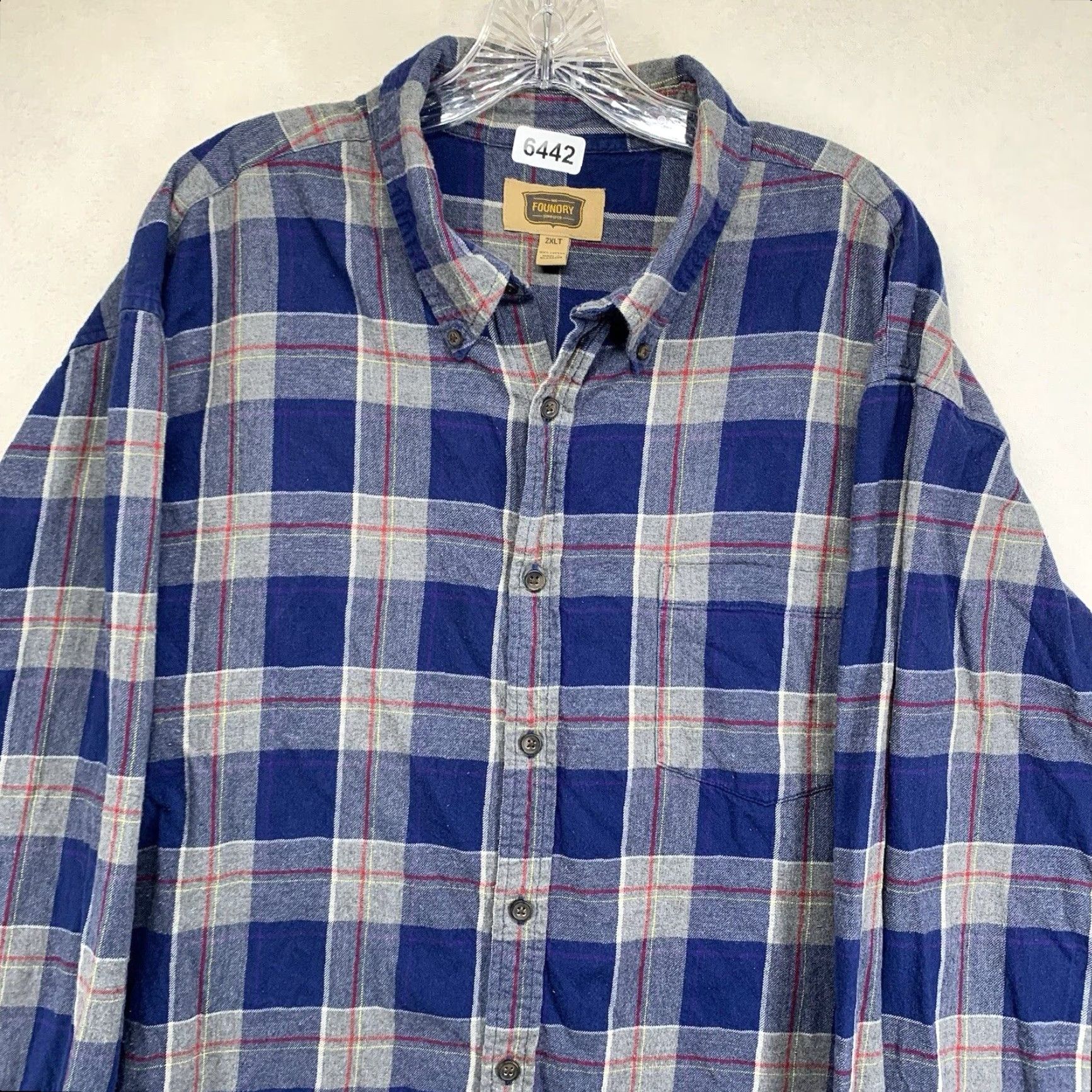 Vintage VINTAGE Foundry Men's Flannel Shirt Casual Big & Tall 2XLT Blue Gray Red Plaid Long Sleeve Button Up Size US XXL / EU 58 / 5 - 6 Thumbnail