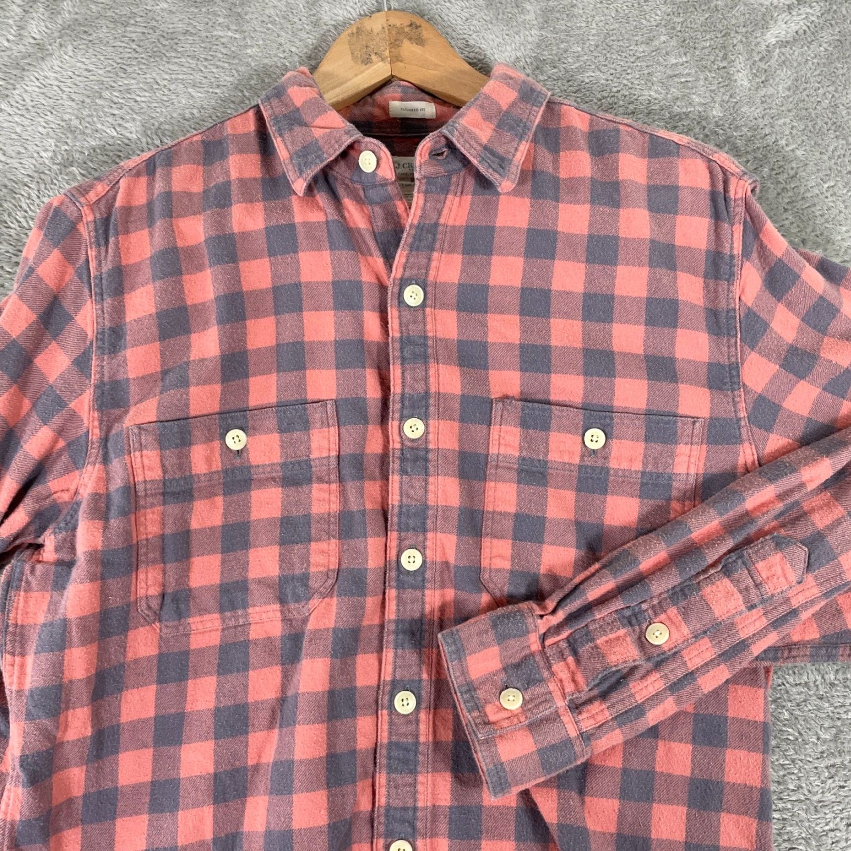 J.Crew J. Crew Plaid Flannel Button-Down Shirt Mens M Red Cotton Tailored Fit Size US M / EU 48-50 / 2 - 2 Thumbnail