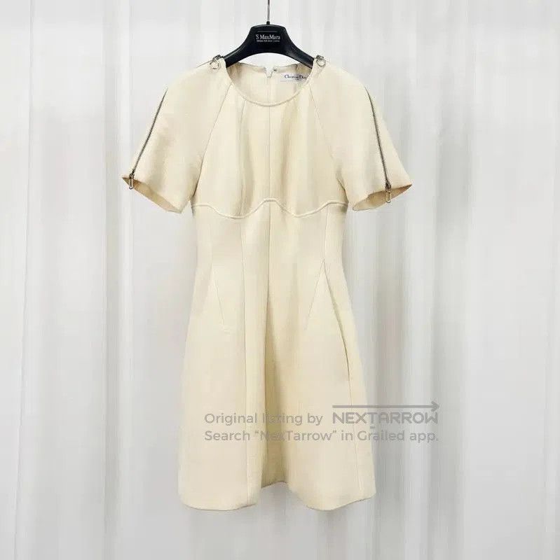 Dior Dior Cream Wool Logo Short Sleeve Dress . Size XS / US 0-2 / IT 36-38 - 1 Thumbnail