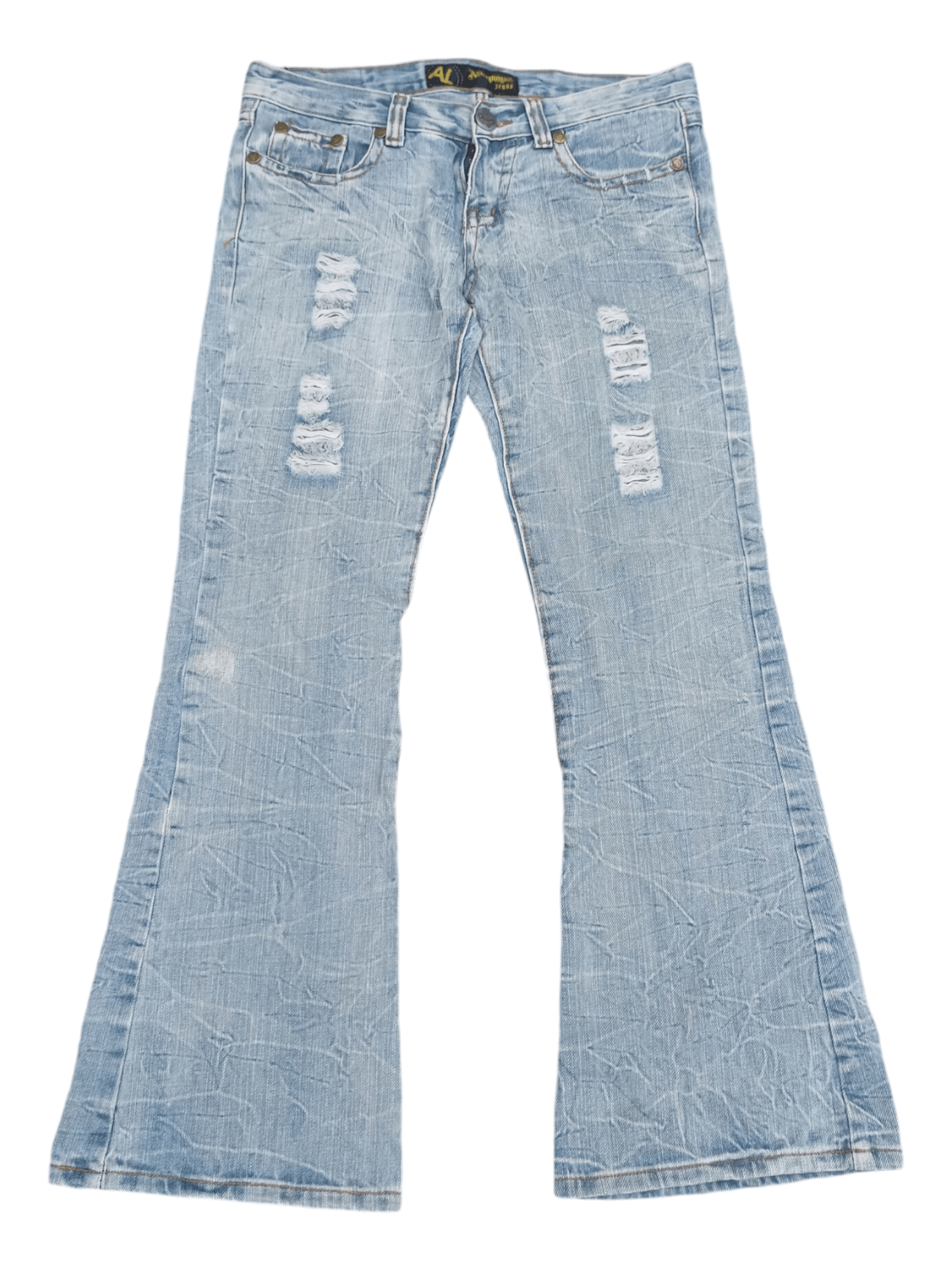 Japanese Brand Alcapone Japan Whiskered Distressed Flared Jeans Size US 30 / EU 46 - 1 Thumbnail