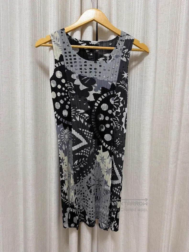 Issey Miyake Paper-cut Window Grille Pleated Dress